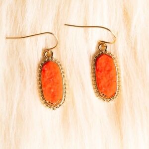Anelise Light Neon Orange Druzy Earrings